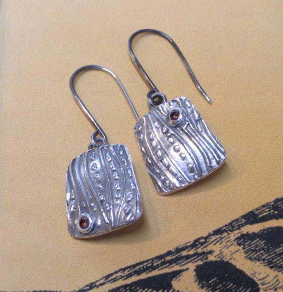 Textured Tab Earrings with CZ picture