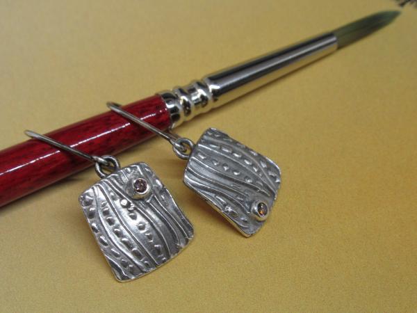 Textured Tab Earrings with CZ