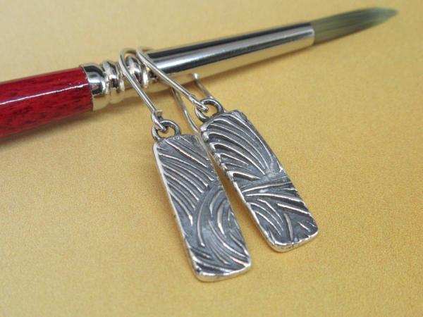 Textured Silver Bar Earrings picture