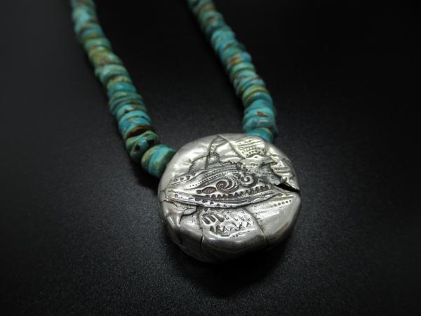 Beaded Necklace with Textured Silver Pendant picture