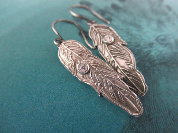 Feather Earrings with CZ picture