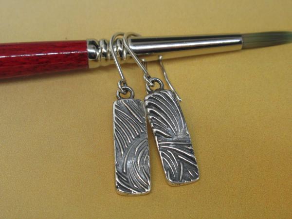 Textured Silver Bar Earrings picture