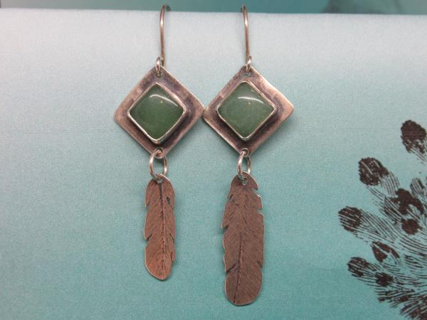 Aventurine and feather earrings picture