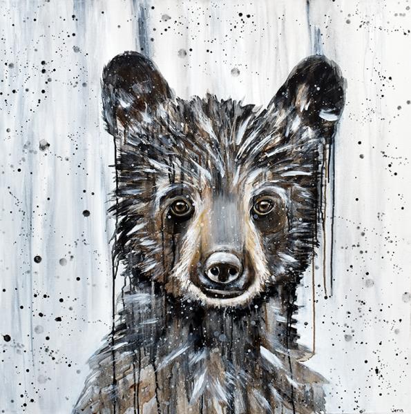 36 x 36 Acrylic Bear Painting on Canvas