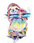 Colorful Sloth Fine Art Print, 8.5 x 11 inches