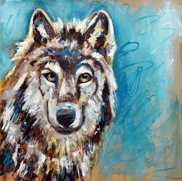 24 x 24 Acrylic Wolf on Canvas