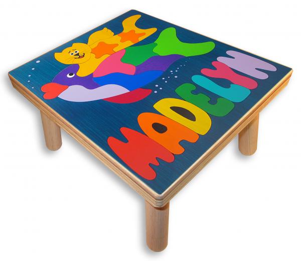 "Kitty Cat and Fish Puzzle" (Order as a Stock Puzzle, Name Puzzle or Name Puzzle Stool) picture