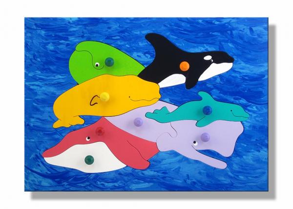 "Family of Whales Puzzle" (Order as a Stock Puzzle, Name Puzzle or Name Puzzle Stool) picture