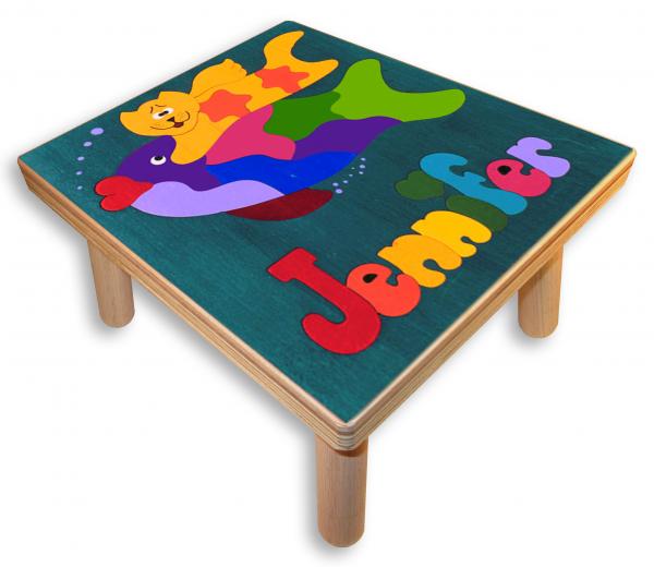 "Kitty Cat and Fish Puzzle" (Order as a Stock Puzzle, Name Puzzle or Name Puzzle Stool) picture