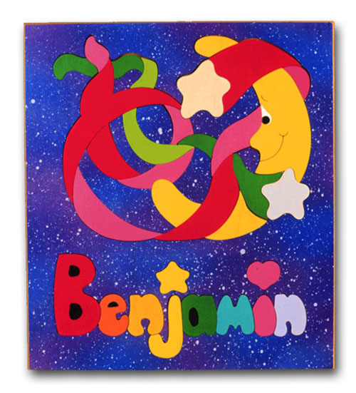 "Moon and Stars Puzzle" (Order as a Stock Puzzle, Name Puzzle or Name Puzzle Stool) picture