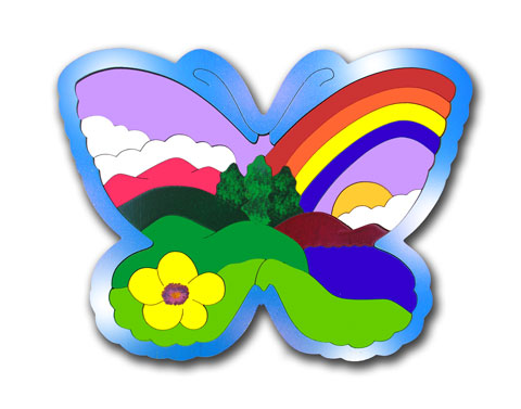 "Butterfly Mountains Puzzle" (Order as a Stock Puzzle, Name Puzzle or Name Puzzle Stool) picture