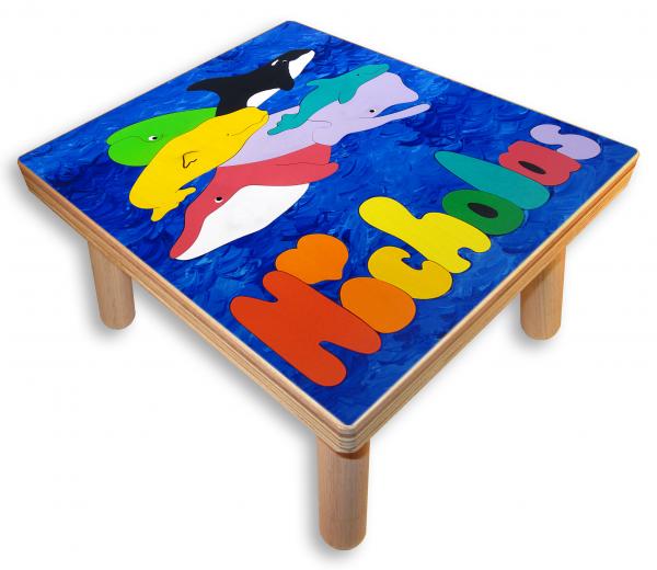 "Family of Whales Puzzle" (Order as a Stock Puzzle, Name Puzzle or Name Puzzle Stool) picture