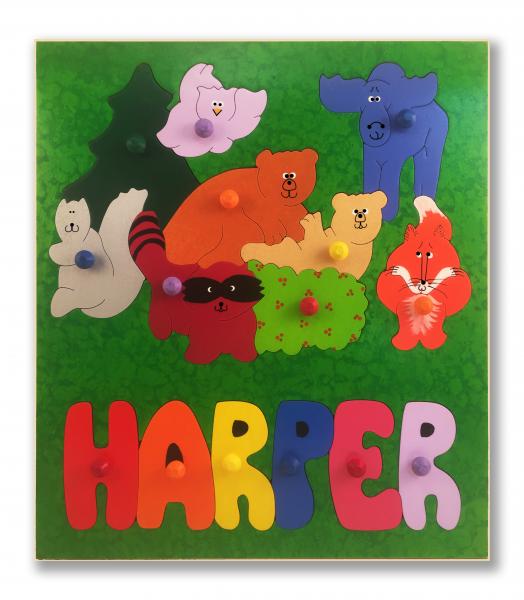 "Woodland Forest Animals Puzzle" (Order as a Stock Puzzle, Name Puzzle or Name Puzzle Stool) picture