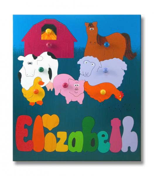 "E-I-E-I-O Farm Animals Puzzle" (Order as a Stock Puzzle, Name Puzzle or Name Puzzle Stool) picture