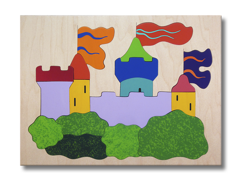 "Wooden Castle Puzzle" (Order as a Stock Puzzle, Name Puzzle or Name Puzzle Stool)