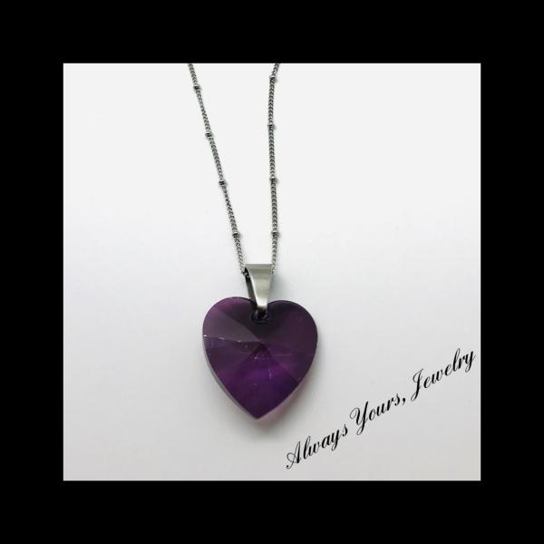 Swarvoski Crystal Heart Dark Purple picture