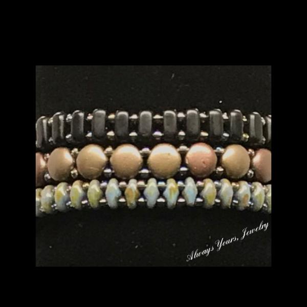 Czech Glass Black, Bronze & Anitque Green Bracelet picture