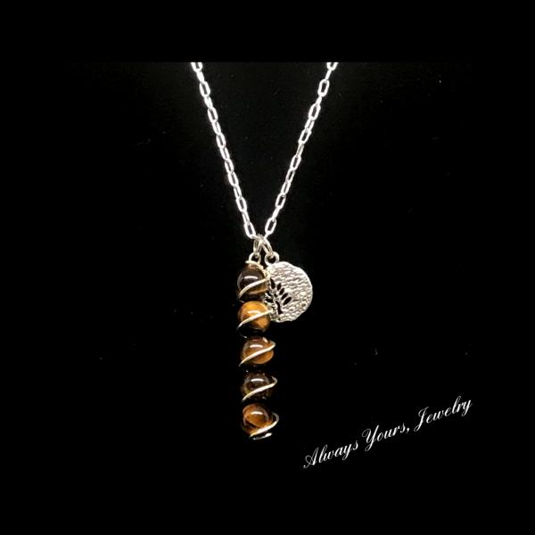 Genuine Tiger Eye Wire Wrapped Necklace