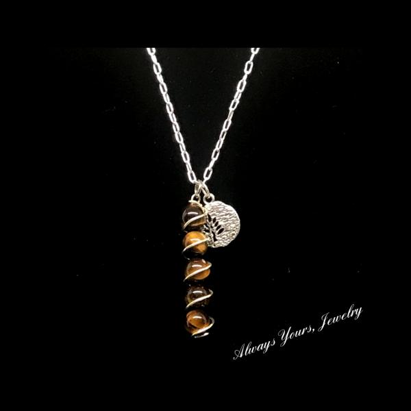 Genuine Tiger Eye Wire Wrapped Necklace picture