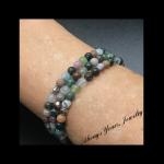 3 Wrapped Tiny Moss Agate Bracelet