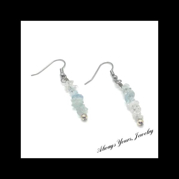 Genuine Aquamarine Chips Earrings