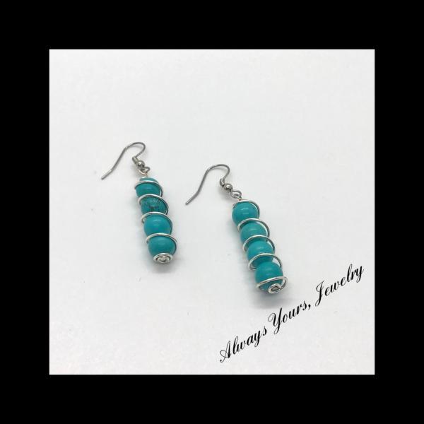 Genuine Turquoise Wrapped Earrings