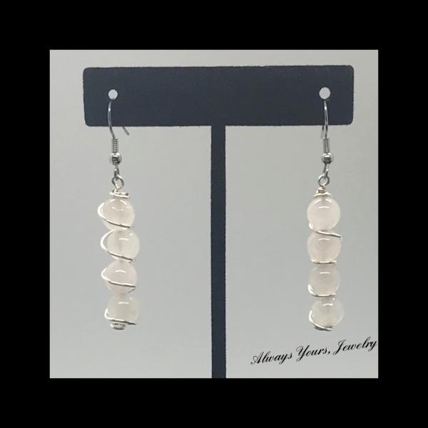 Genuine Rose Quartz Wire Wrapped Earrings picture