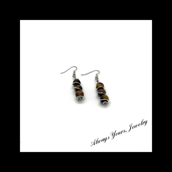 Genuine Tiger Eye Dangle Earrings picture