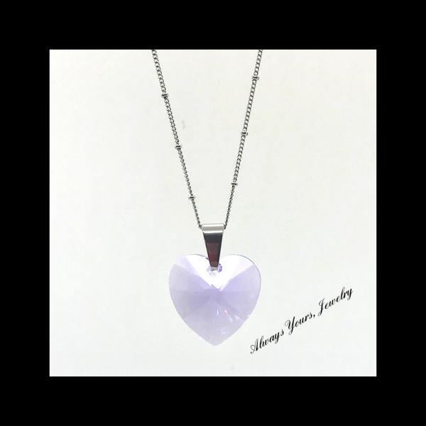 Swarvoski Crystal Heart  Light Purple Necklace picture