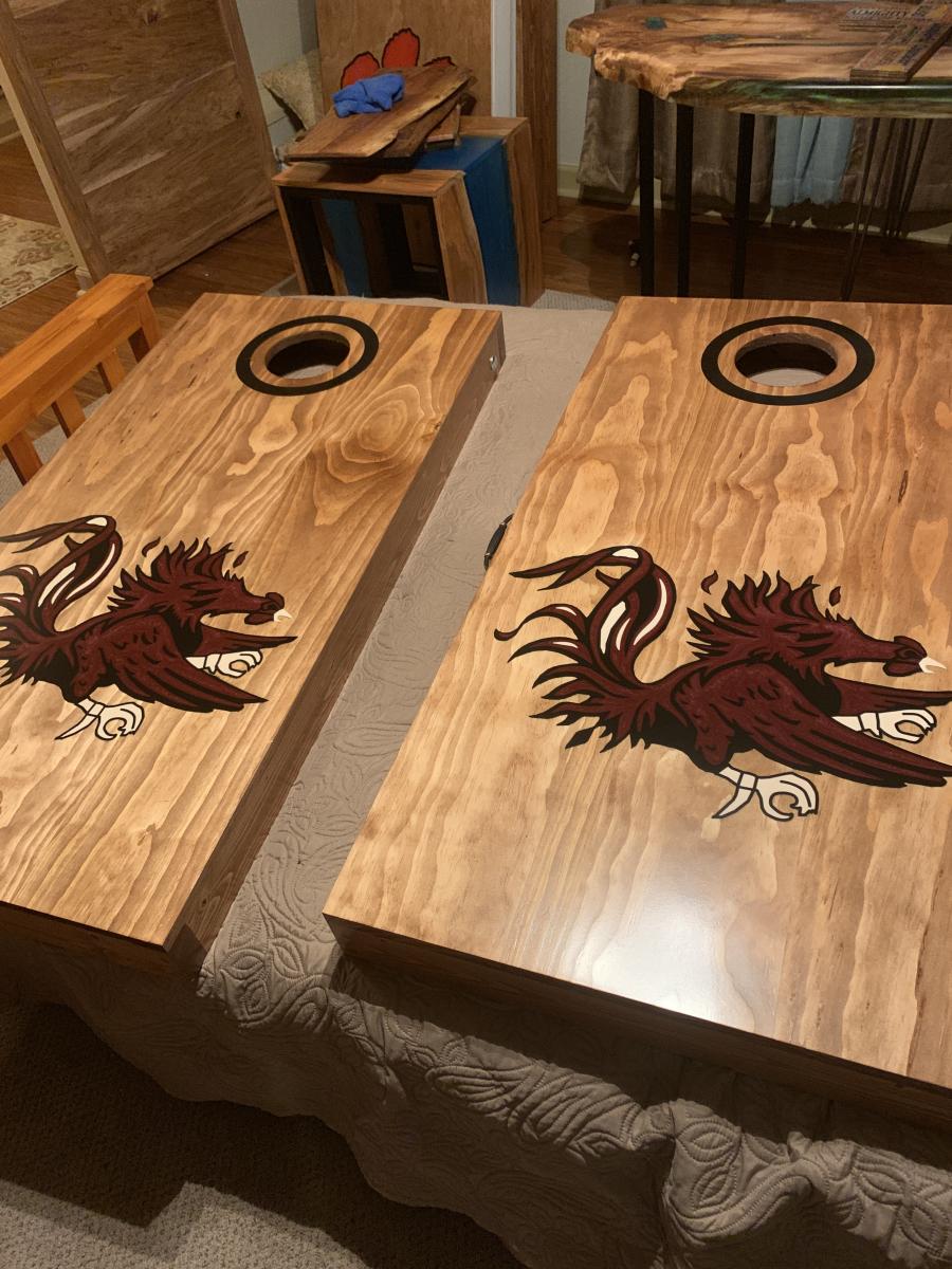 Epoxy Inlaid Corn Hole Boards picture