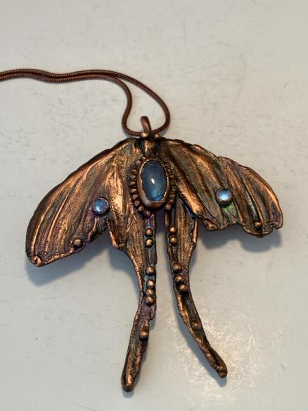 Electroformed Luna Moth with Labradorite Pendant picture