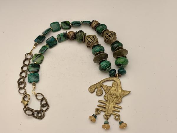 Green/Black Zoisite Necklace with Brass picture