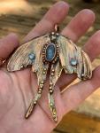 Electroformed Luna Moth with Labradorite Pendant