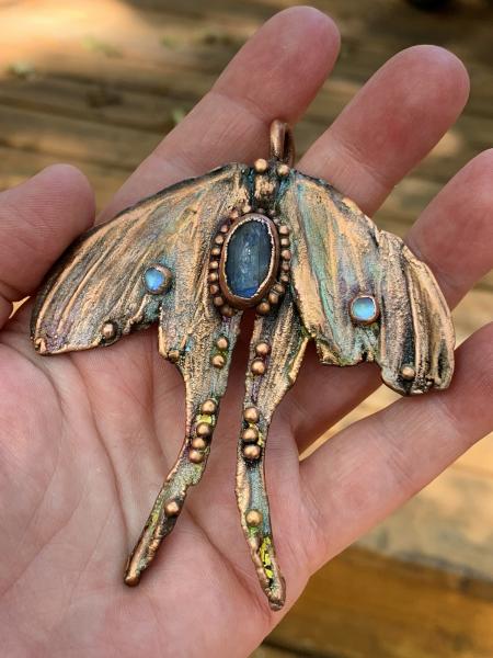 Electroformed Luna Moth with Labradorite Pendant picture