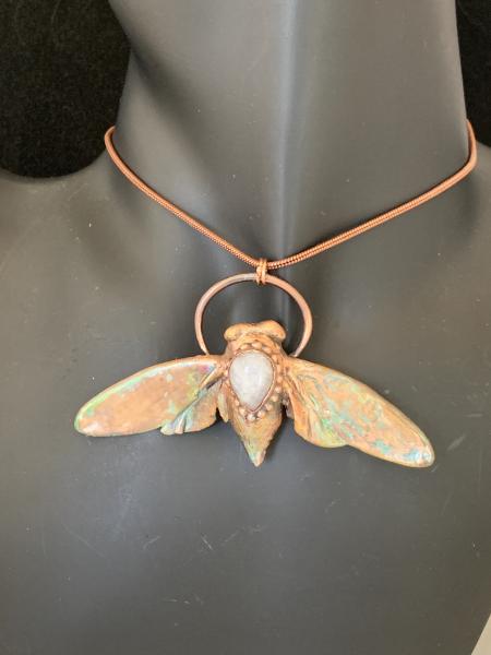 Electroformed cicada with moonstone pendant picture