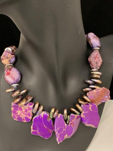 Purple Jasper, Pearls, Amethyst Necklace picture