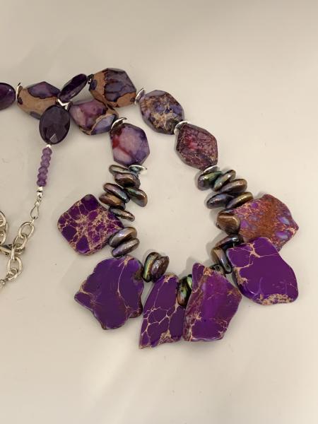 Purple Jasper, Pearls, Amethyst Necklace picture