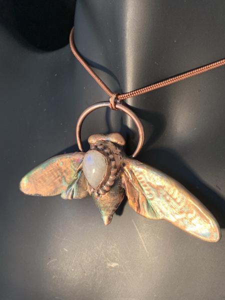 Electroformed cicada with moonstone pendant picture