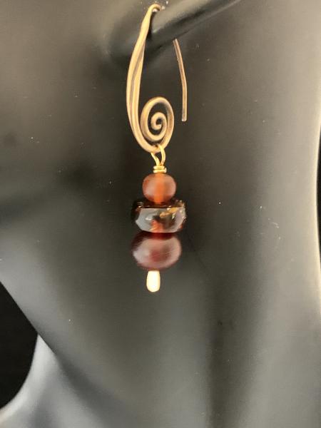 Baltic Amber Earrings on Bronze Wires picture