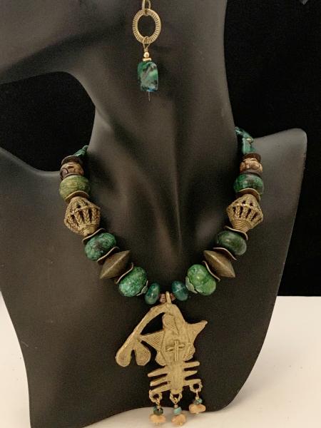 Green/Black Zoisite Necklace with Brass picture