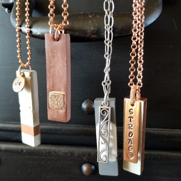 Concrete Pendant with Copper "Be" Charm picture