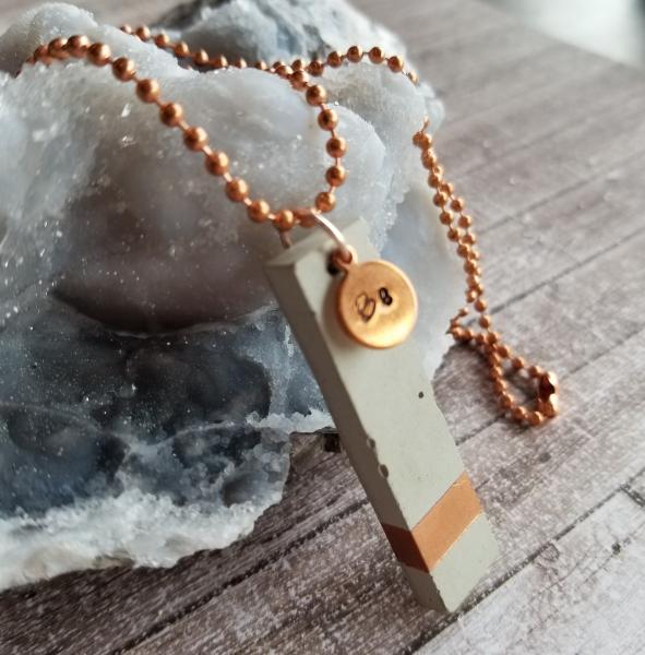 Concrete Pendant with Copper "Be" Charm picture