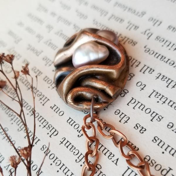 Solid Copper Sculpted Design with Freshwater Pearls picture
