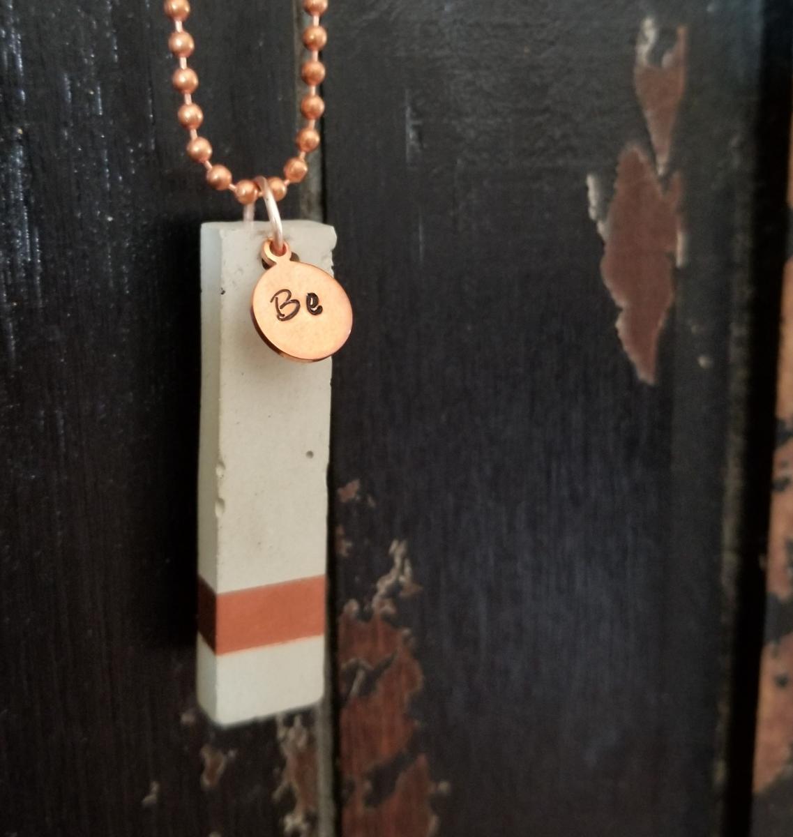 Concrete Pendant with Copper "Be" Charm picture