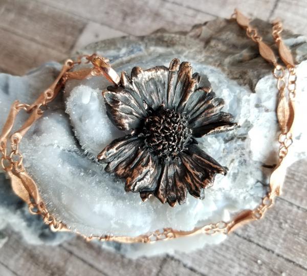 Real Wildflower Plated in Copper with Vintage Chain picture