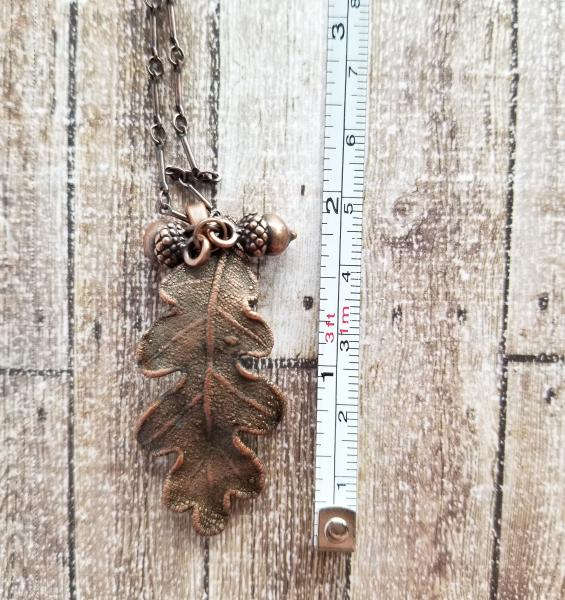 Real Oak Leaf Electroformed with Copper plus Acorn Charms Set picture