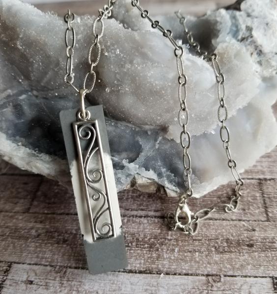 Concrete and Sterling Silver Filigree Necklace