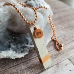 Concrete Pendant with Copper "Be" Charm