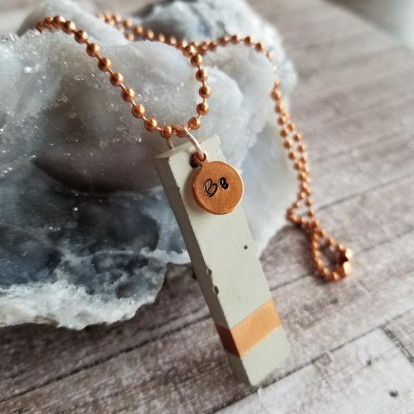 Concrete Pendant with Copper "Be" Charm picture