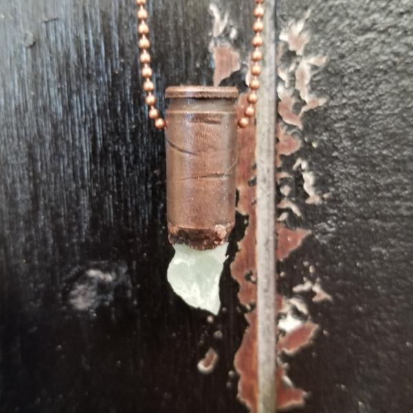 Shell Casing with Raw Fluorite and Electroformed Copper picture